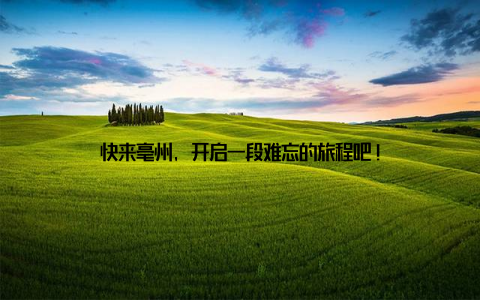 快来亳州, 开启一段难忘的旅程吧!